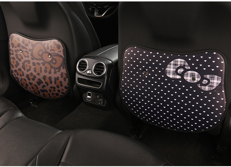 Car Anti-Kick Pad Kidsren's Seat Back Anti-Kick Pad Leopard Print Kt Cat Heart Bow Seat Back Anti-Fouling Anti-Rubbing Pad