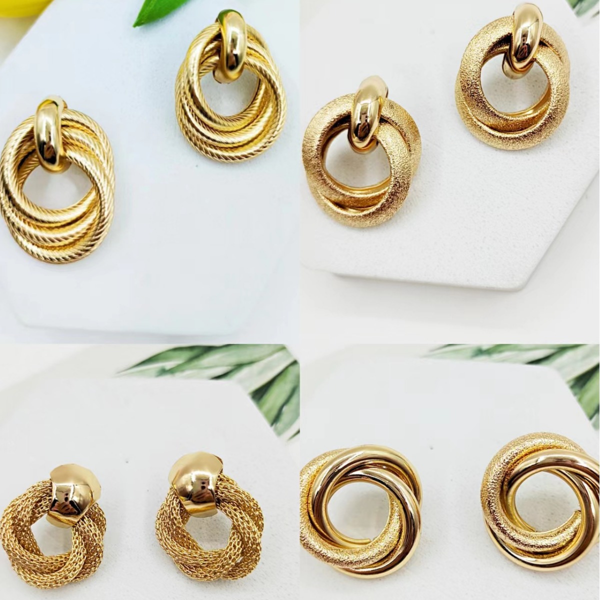 European and American cross-border pattern frosted personalized earrings jewelry metal winding earrings AliExpress Amazon Supply