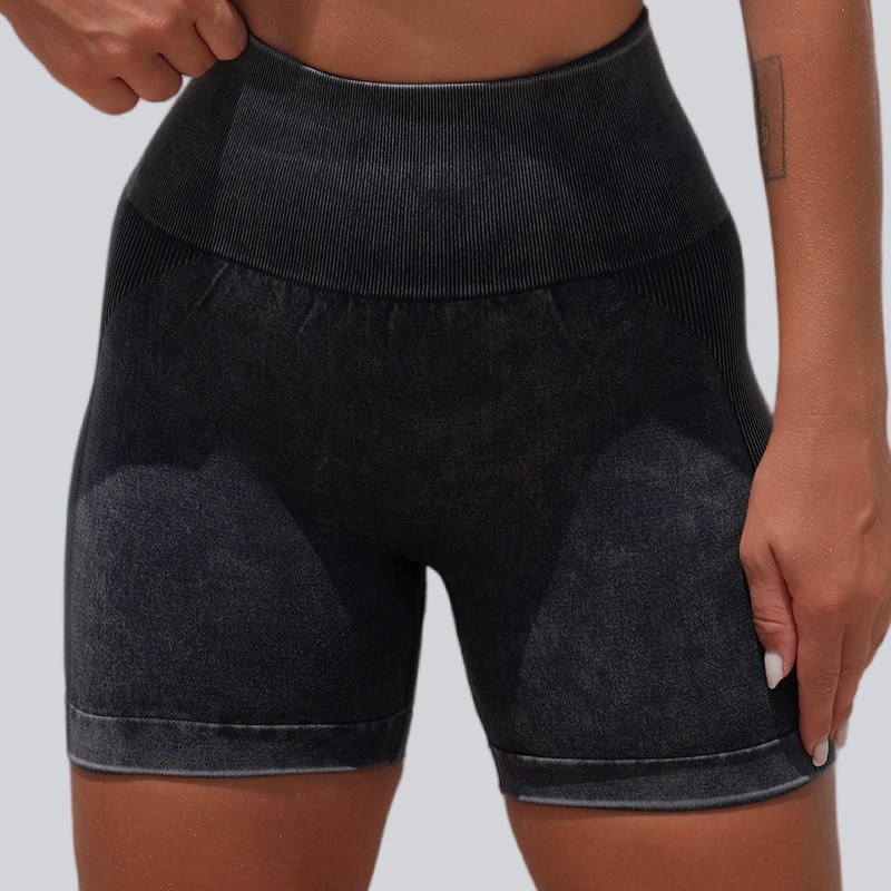 Nuevos pantalones cortos transfronterizos con umbilical abierto, yoga, elevación de cadera, cintura alta, Amazon, ropa de mujer apretada europea y americana, mangas cortas