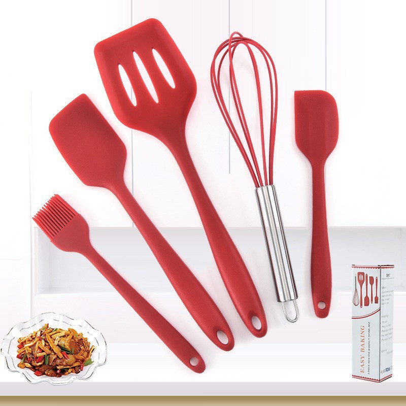 Cocina olla antiadherente cubo de almacenamiento juego de utensilios de cocina de silicona juego de 12 piezas de utensilios de cocina con mango de madera olla de silicona cuchara utensilios de cocina de silicona