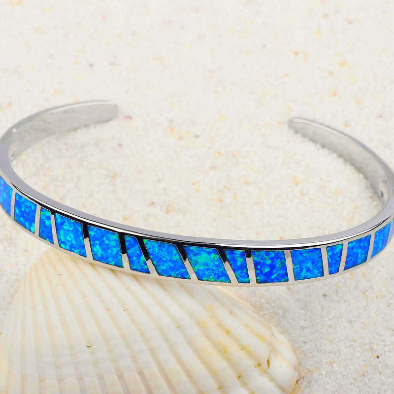 Opal Hawaiian Style Blue Square Stripesd Bracelet Hand Ring Opal Bracelet Jewelry Wholesale Inlaid with Opal