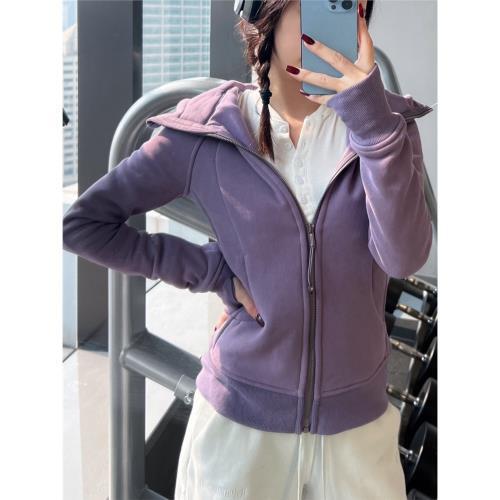 Shandong Jimo Women's New 2026 Slim-Fit Hooded Jacket with a Korean Style and Slimming Effect