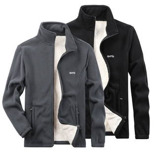 Men's Outdoor Fleece Jacket with Thickened Lining, Warm Fleece Jacket, Softshell Jacket, Liner Cardigan Sweatshirt