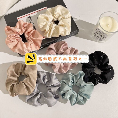 Korean high-end satin dotted large intestine hair ring fat intestine head rope French temperament silk head flower ball hair accessory