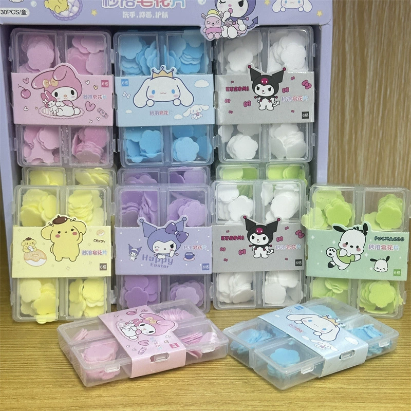 Внешняя торговля, трансграничные детские таблетки Sanrio с 6 сетками, мыльные цветочные таблетки, красочные таблетки для мытья рук, растворимые в мгновение ока мыльные цветочные подарки Capibala