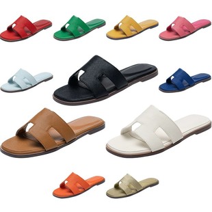 European and American Classic Flats Sandals for Women Flat Sandals Slippers Women African+Box