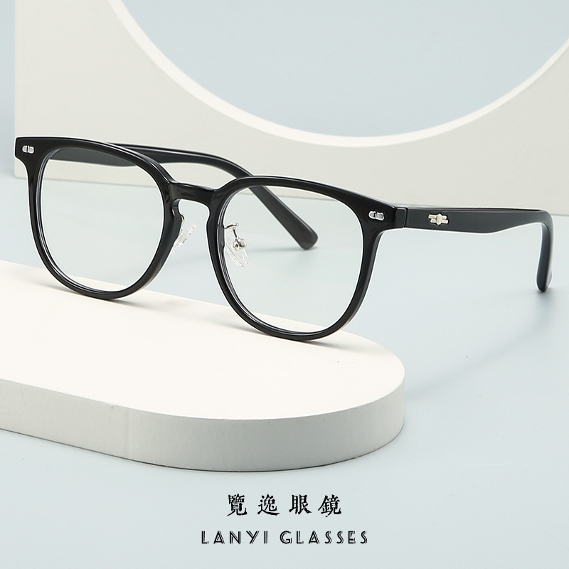 1228 new soft nose pad ultra-light TR90 optical glasses frame Net red plain black frame anti-blue light plain glasses