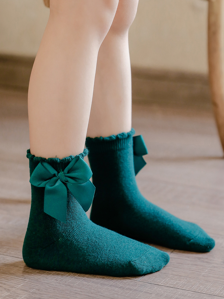 Calcetines de Algodón con Lazo Grande para Primavera, Otoño e Invierno, Estilo Lolita, Calcetines Cortos de Palacio, Lindos Calcetines Rosas para Niña