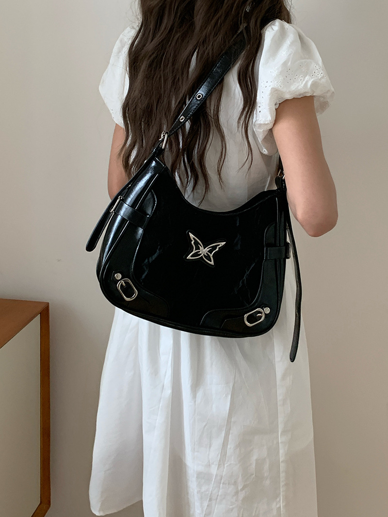 2024 Nova ameriška torba za čez ramo z metuljčki in kontrastnimi zakovicami za motoristično pod pazduho, modna in napredna_voghion.com