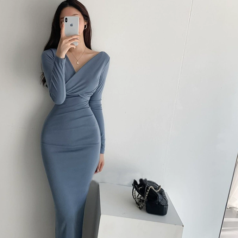 Зимняя элегантная приталенная внутренняя длинная юбка Chanel во французском стиле, базовое платье на бедрах, женское осенне-зимнее 9640