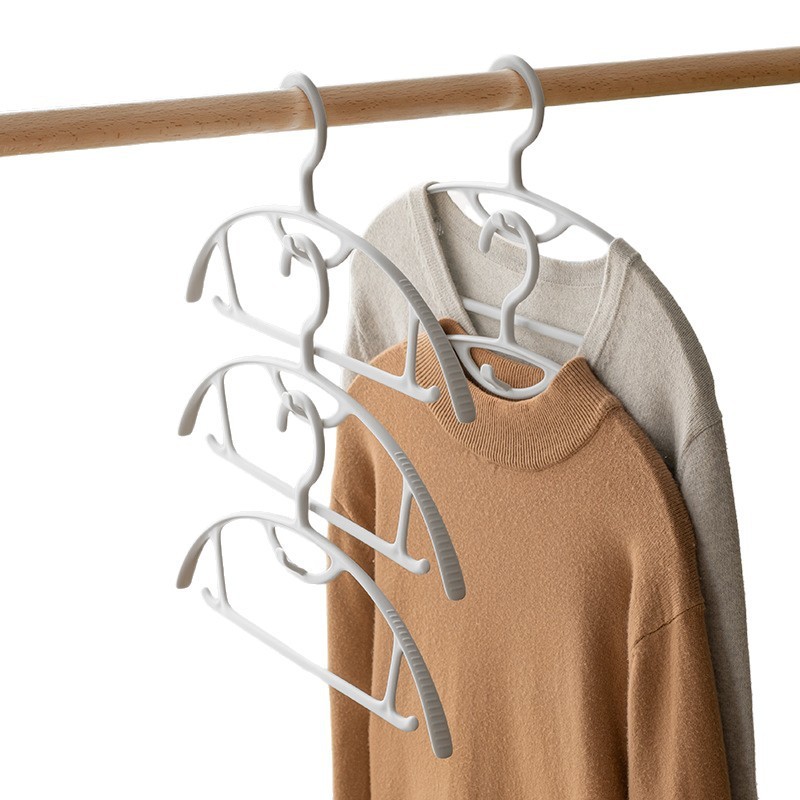 ウェット＆ドライショートネックハンガー プラスチック滑り止めハンガー ワードローブ 省スペース収納 洋服サポート シームレス M型ハンガー|undefined