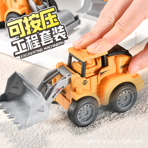 Children's toy engineering vehicle boys and girls press inertia excavator sliding simulation model bulldozer placed at the night market