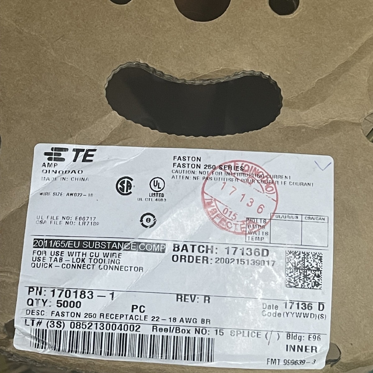 现货供应170183-1  原厂正品TE端子