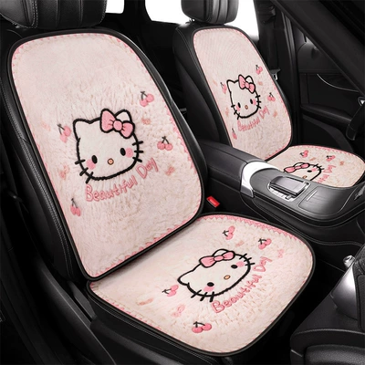 Four Seasons Pad | Car Seat Pad for All Seasons - front-row-single-seat-1-square-cushion-1-backrest-pink-kt-cat