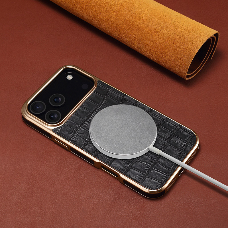 Denior Apple 17Air Crocodile Pattern Protective Case Iphone17Promax Genuine Leather Mobile Phone Case 17 Electroplated Case Denior Apple 17Air Crocodile Pattern Protective Case Iphone17Promax Genuine Leather Mobile Phone Case 17 Electroplated Case