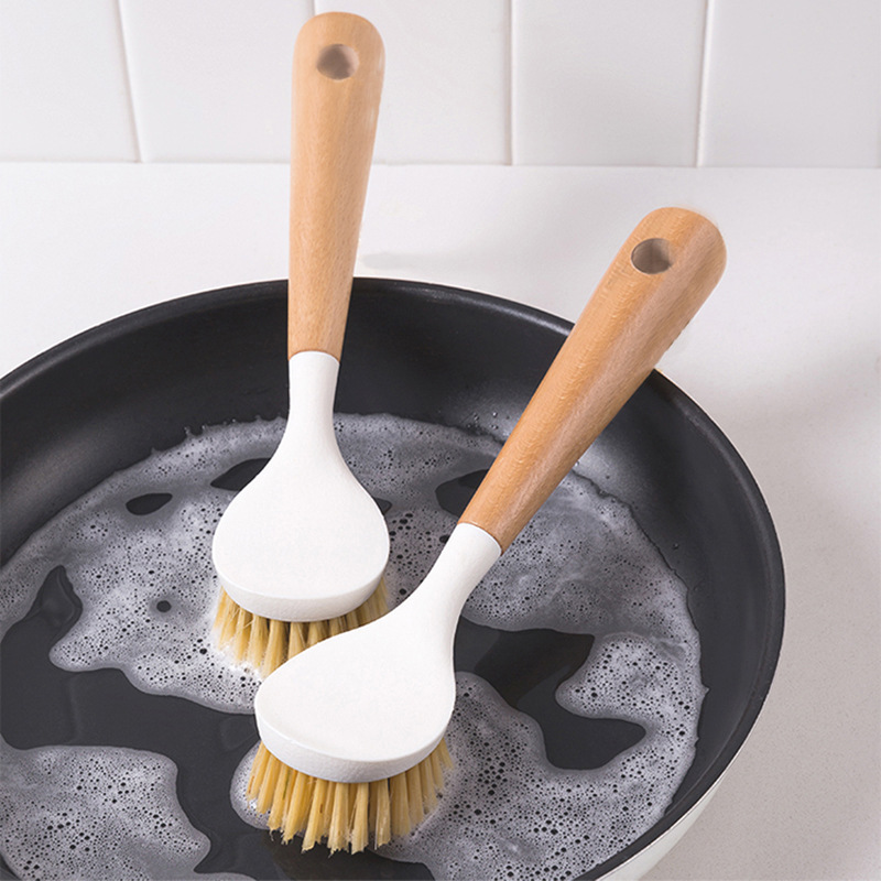 木质洗锅刷木柄洗锅刷多功能长柄厨房去污清洁锅刷 刷锅碟碗刷