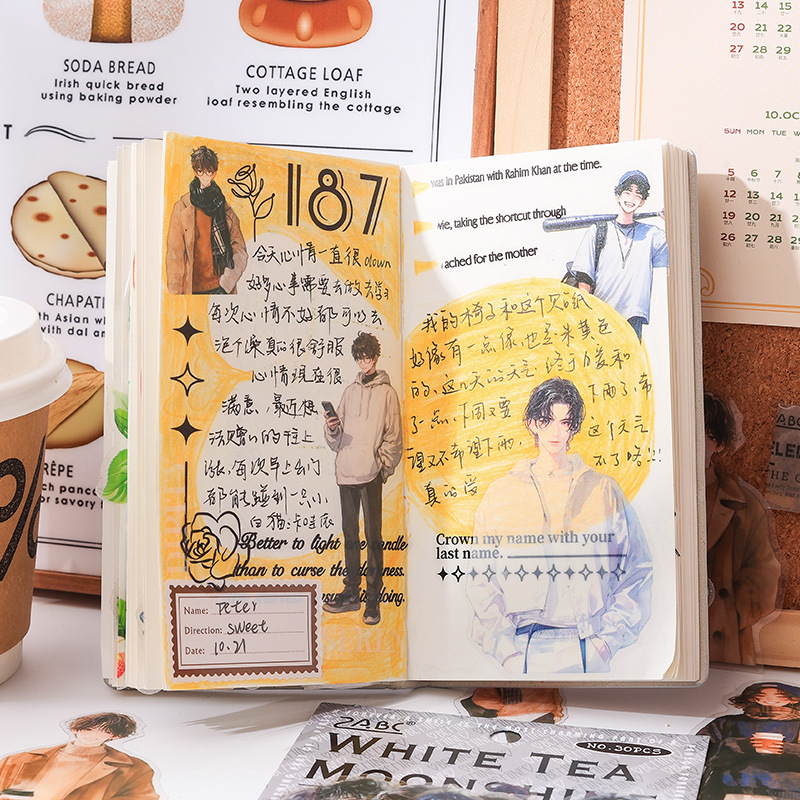 Shu Lang paso transparente impermeable pet stickers paquete diy diario stickers sunshine boy personaje stickers