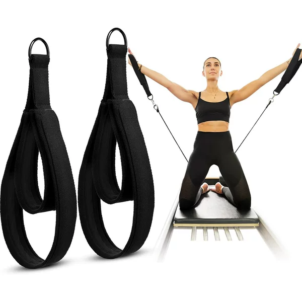 Double Ring Pilates Yoga Ankle Buckle Double Ring with Handle Strap Fitness Pull Hand Foot Buckle Strap Pull Band Yoga Accessories