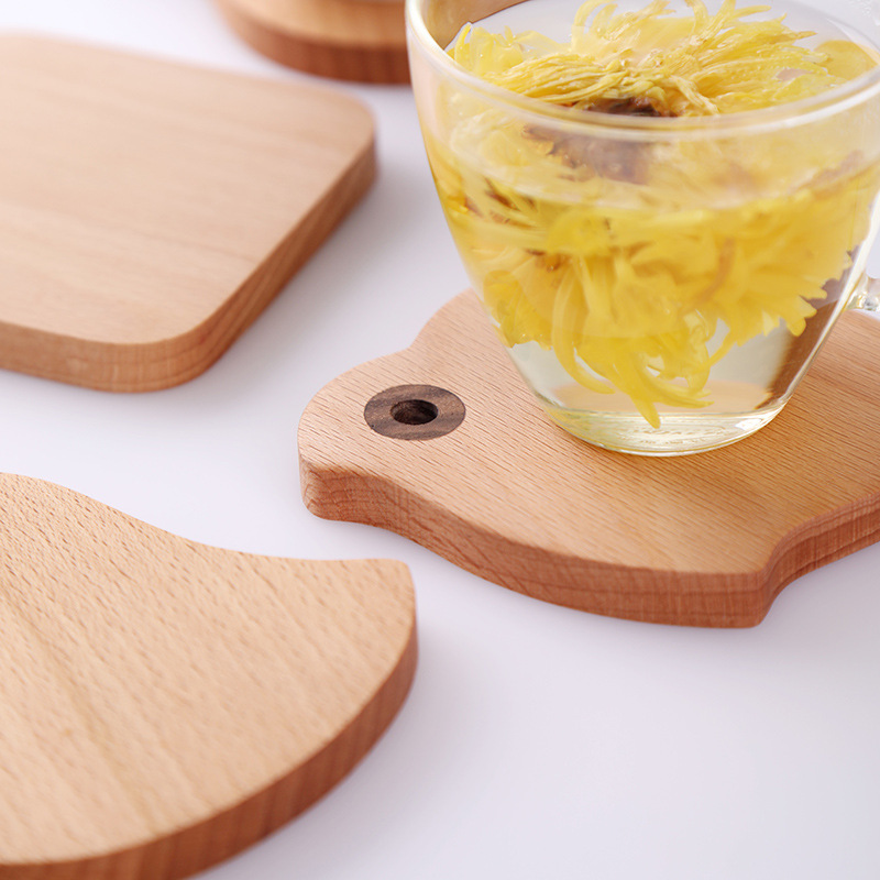 Posavasos de té Madera Diy Kung Fu Tea Dibujos animados Posavasos de animales de madera Posavasos de café Almohadilla de aislamiento de madera Madera maciza