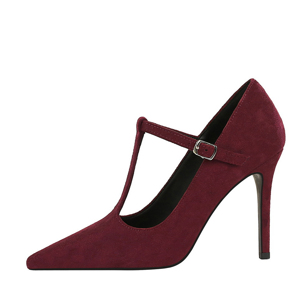 3628 style high heels, super high heels, shallow mouth suede, T-shaped strap, single shoe, nightclub sexy women's shoes