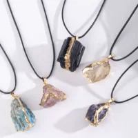 Ювелирные изделия Zhuhang, трансграничный кулон из натурального камня неправильной формы, барочный аметист, случайное ожерелье, производитель ювелирных изделий, оптовая продажа