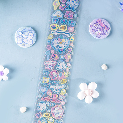 Yuemu Sanrio Huahua All Things Sticker Cute Girly Heart Children Ins Style Kurome Flash Dot Film PET Sticker