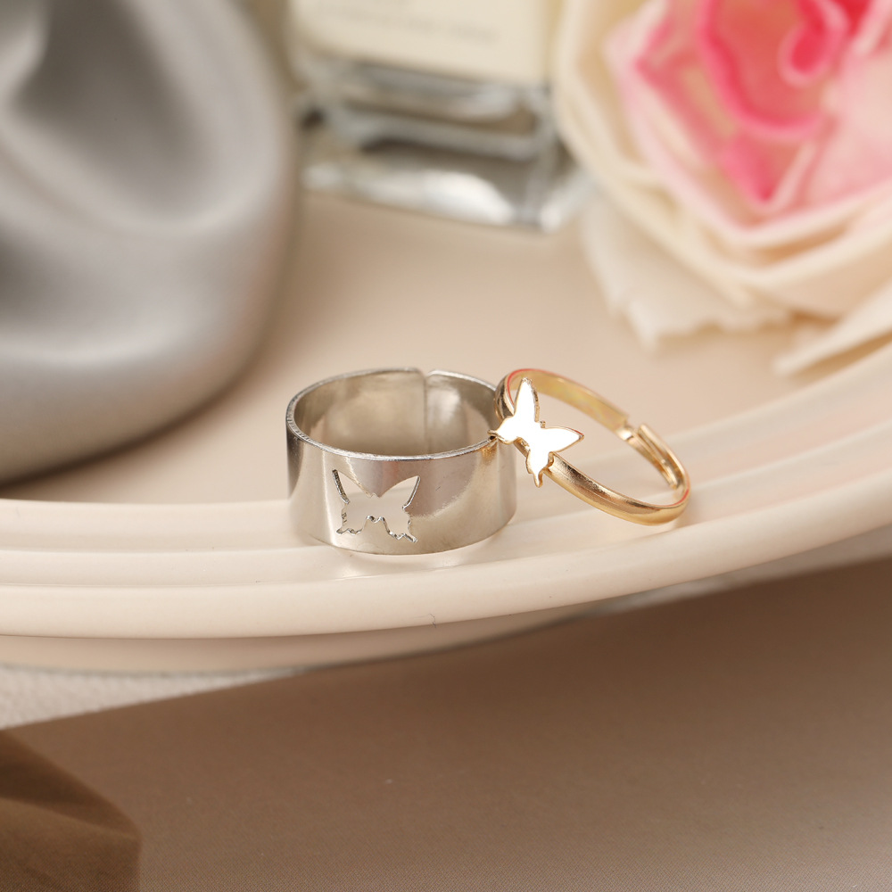 wholesale jewelry butterfly heart dolphin star ring 2-piece set Nihaojewelry
