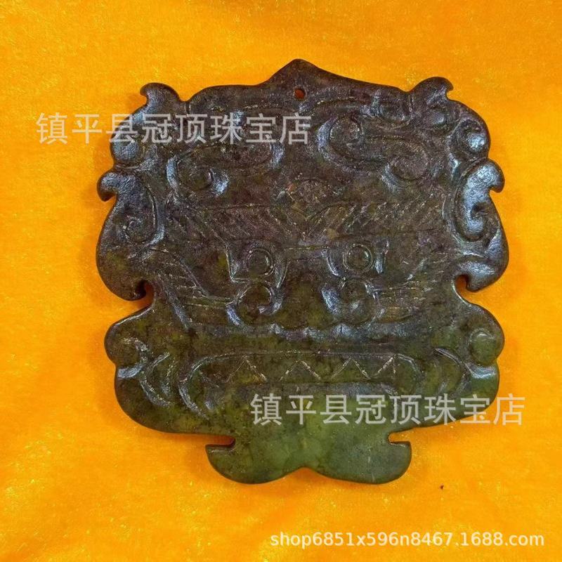 批发高古玉老玉岫玉高仿古董仿古玉器明清战汉岫玉做旧玉佩挂件|undefined