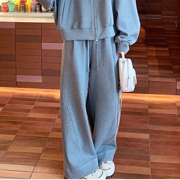 胖MM特大码300斤时尚百搭安哥拉红套装女秋季慵懒风运动服两件套2|undefined