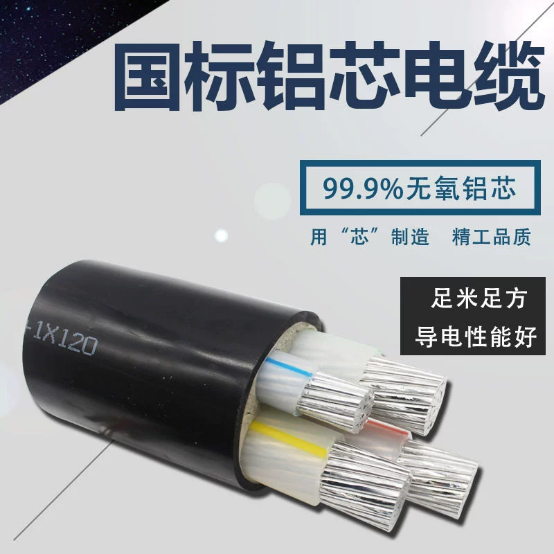 National standard aluminum core cable zc-yjlv3+125 aluminum core flame retardant insulation cover three-phase four-line low-voltage cable spot