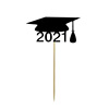 10PCS 2021 Doctoral Hat Graduation Responses Piece Party Flashing Flag Simulation Cake Prop