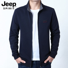 JEEP SPIRIT2024秋季新款男装开衫夹克外套时尚休闲纯棉立领卫衣