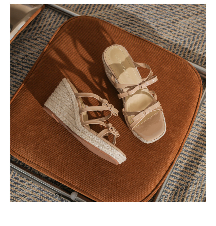 Sandal cao gót nữ hở mũi đế xuồng bện thừng gót 9 cm — màu trắng ngà chi tiết 23