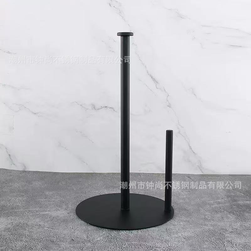 跨境不锈钢立式卷巾架厨房擦手纸保鲜膜收纳架免打孔台面纸巾架子|undefined