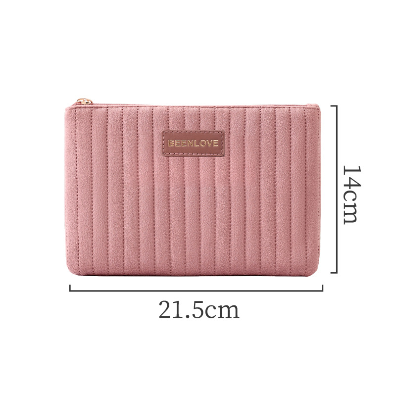 Nuevo paquete de maquillaje de terciopelo holandés transfronterizo de gran capacidad portátil para mujeres de alto valor de cosméticos de cuidado de la piel estriados bolsa de almacenamiento