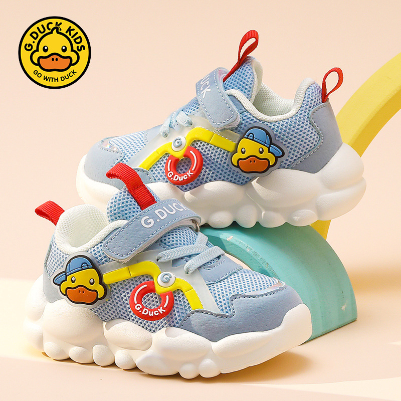Pato amarillo zapatos para niñas primavera y otoño nuevos zapatos de deporte transpirables de malla para niños zapatos de malla para niños con suela suave