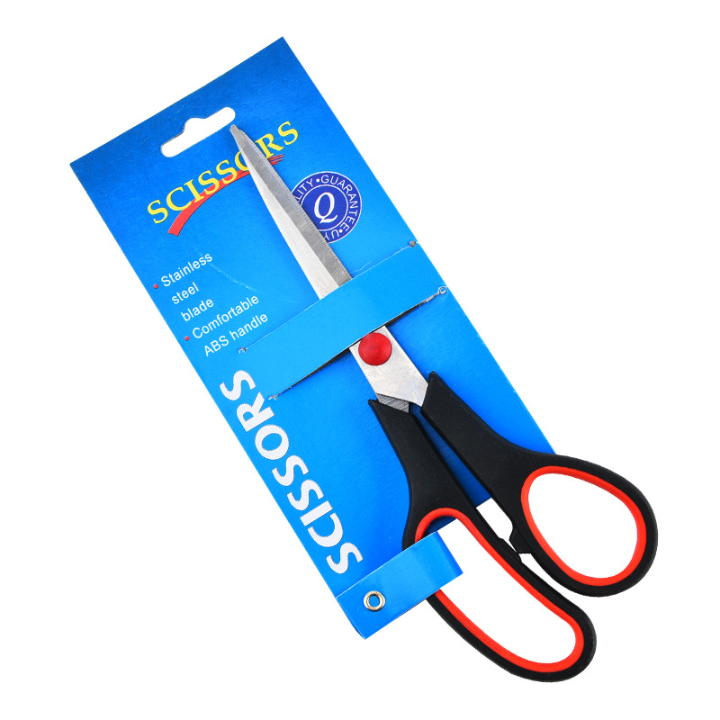 Tarjeta azul tijeras de goma y plástico tijeras de acero inoxidable para el hogar tijeras pequeñas tijeras de corte de papel hecho a mano corte de hilo tijeras de goma de cocina