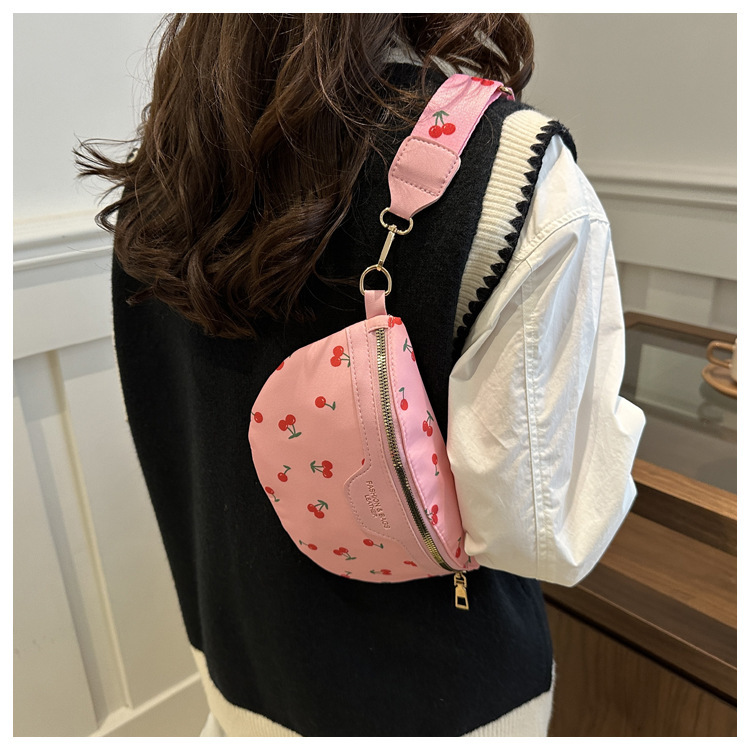 97g Weight Polyester Lining Material Zipper Closure Type Single Shoulder Strap Strap Type Fanny Pack Bags Type Holiday, Daily Occasion PU Material Cherry Pattern All Seasons Season Women's Gender Cute, Streetwear Style Dumpling Shape Shape Women's Cute Streetwear Cherry PU Waist Bags 6