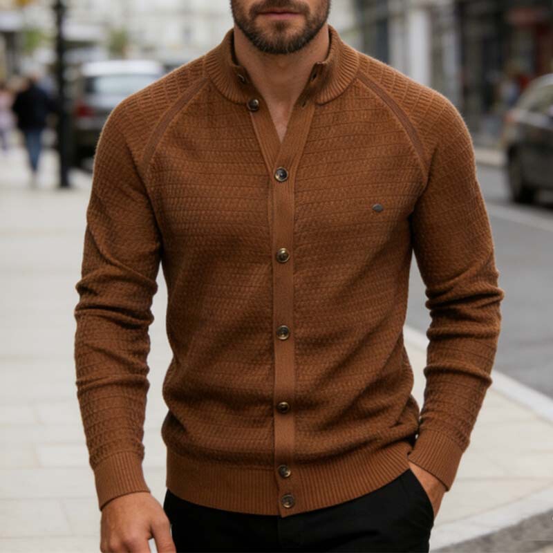 Autumn and Winter New Amazon European and American Tops Cross-Border Foreign Trade Cardigan Sweater Business Gentleman Sweater Knitwear for Men