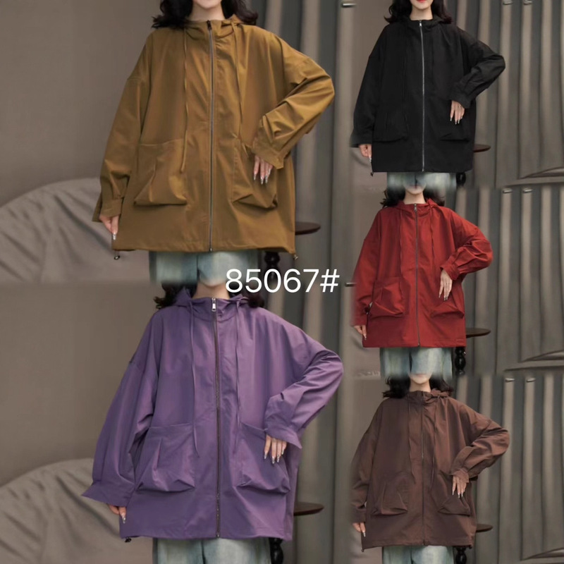 连帽冲锋衣 2025秋季新款 休闲时尚拉链上衣女宽松大码外套85067|undefined