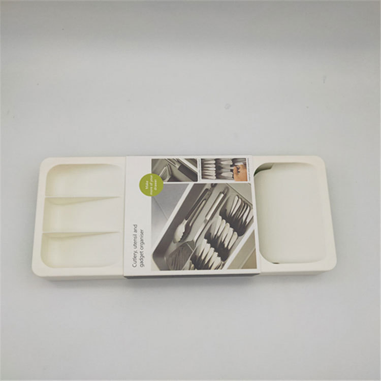 Caja de almacenamiento retráctil para cubiertos, organizador de cucharas, estante de almacenamiento para cocina, caja de varios compartimentos para cajones, fabricante en stock