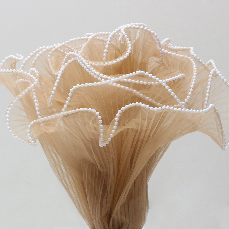 Hilo de aerosol de perlas de estilo coreano plisado hilo de perlas DIY bolsa de hilo de flores forro de hilo de malla de flores materiales de embalaje al por mayor