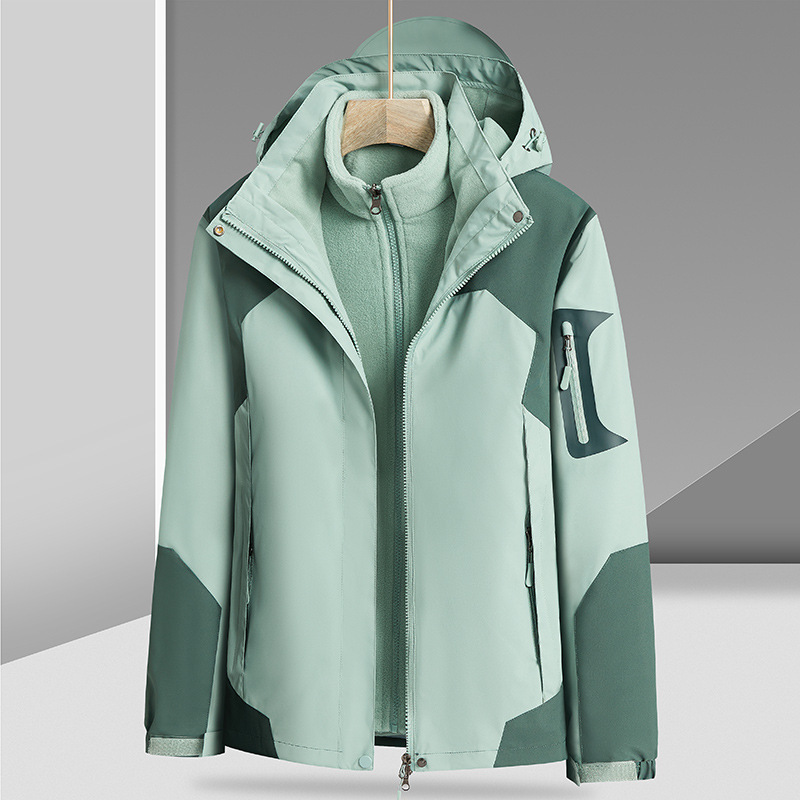 Mountain-Style Three-In-One Couple's Jacket with Detachable Fleece Liner, Hiking Jacket, Unisex Workwear