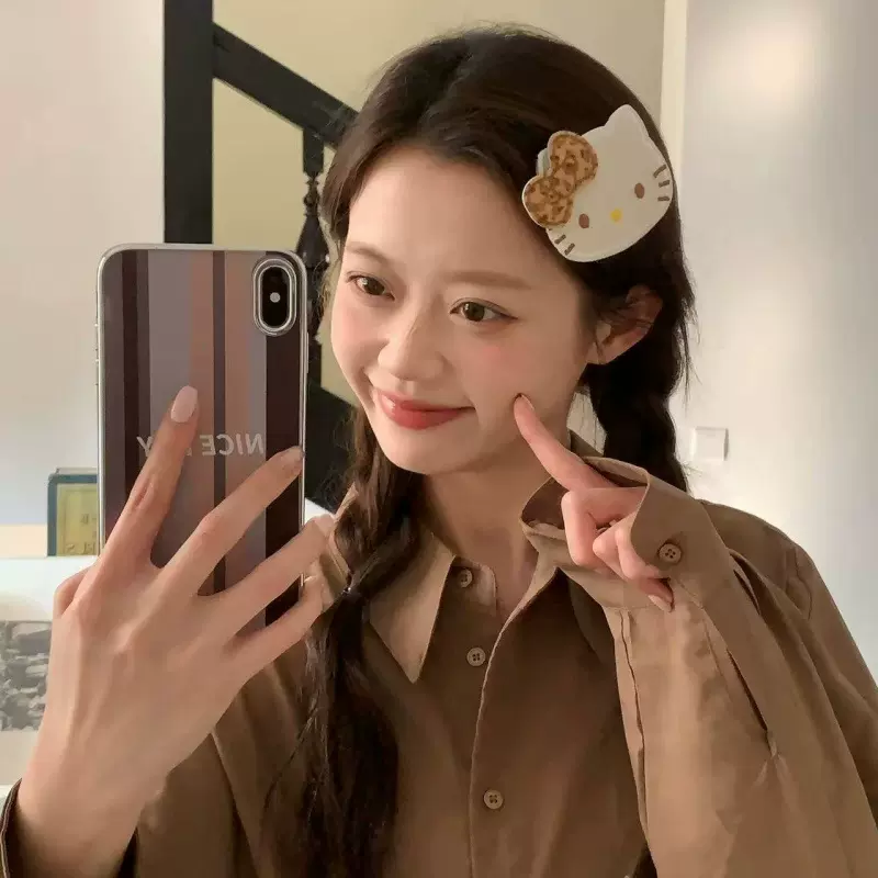 豹纹KT!可爱猫咪魔术贴碎发贴蝴蝶结无痕刘海贴整理碎发神器发饰