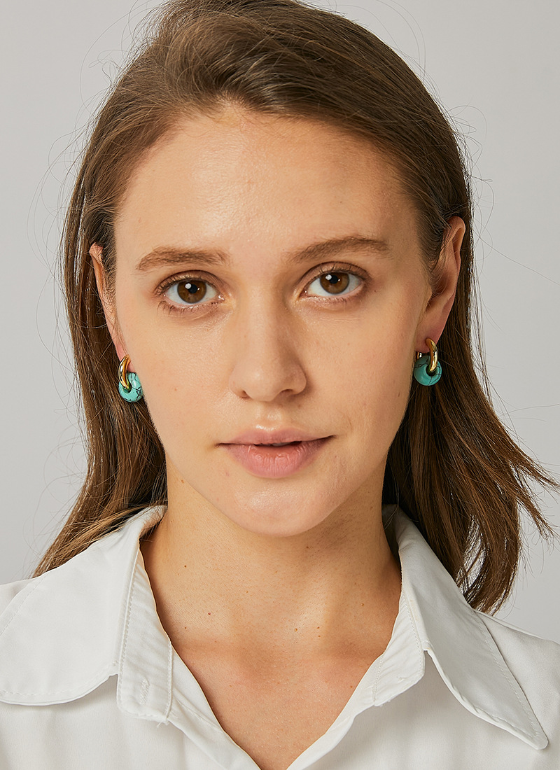 Retro Geometric Copper Earrings Plating Turquoise Copper Earrings display picture 6