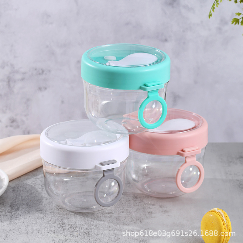 Sealed Cup Overnight Oatmeal Cup Portable Breakfast Cup with Lid and Spoon Fork Microwaveable Soy Milk Milk Cup
