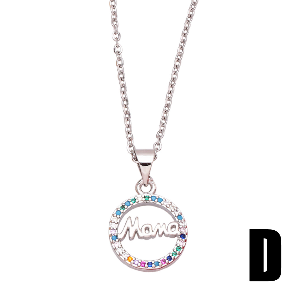 fashion color zircon jewelry simple letter MAMA pendant copper necklace motheru0027s day wholesale