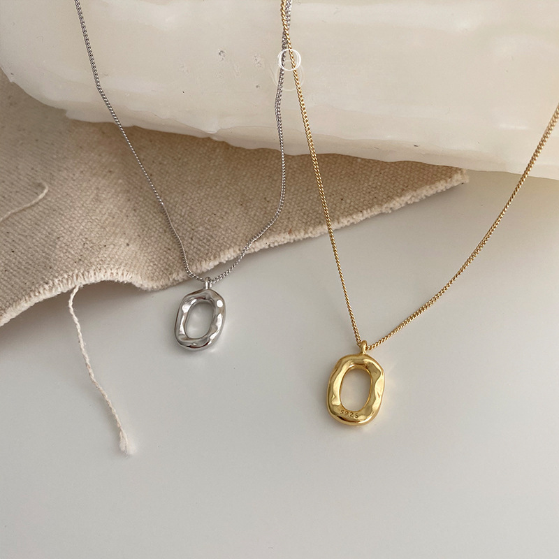 Korean Style Niche Design Ins Normcore Style 925 Sterling Silver Oval Donut Necklace Clavicle Chain Versatile for Women Korean Style Niche Design Ins Normcore Style 925 Sterling Silver Oval Donut Necklace Clavicle Chain Versatile for Women