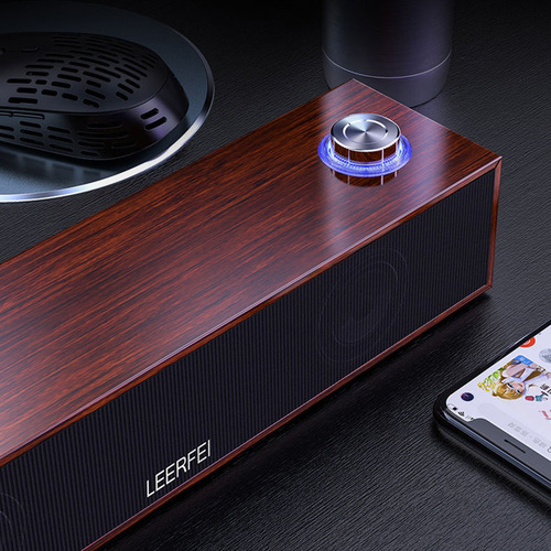 Wooden long bar speaker USB wired computer speaker desktop home bar type column subwoofer Bluetooth speaker