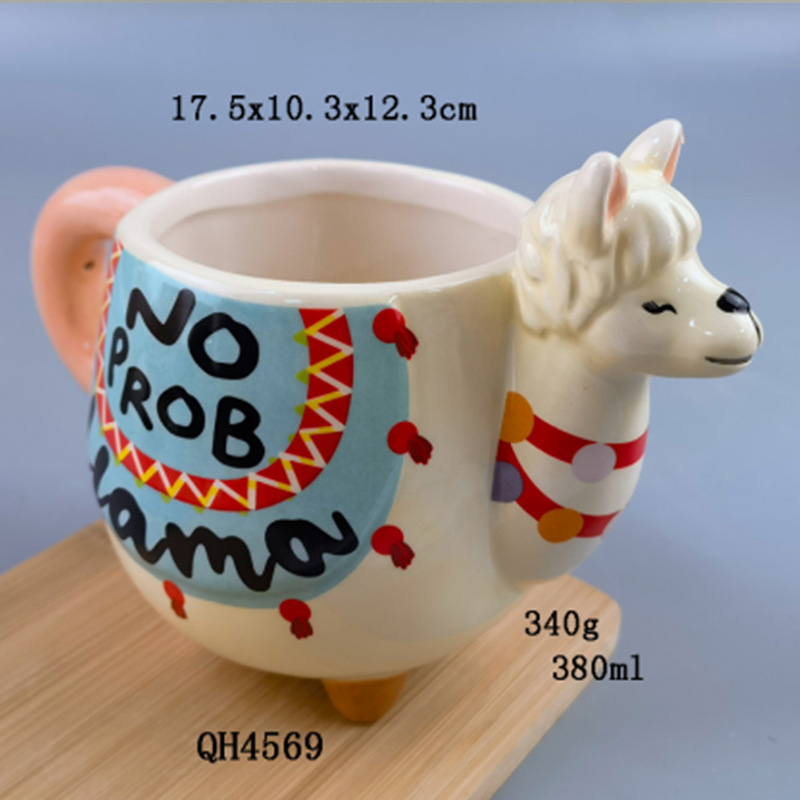 Taza de animales 3D de personalidad creativa Taza de alpaca Taza de agua de alto valor pintada con recuerdos Taza de regalo de cumpleaños